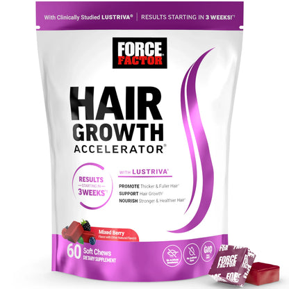Force Factor Hair Growth Accelerator Soft Chews with Lustriva