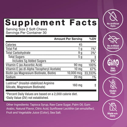 Force Factor Hair Growth Accelerator Soft Chews with Lustriva